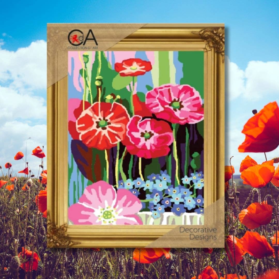 Tapestry Printed Kit Needlepoint Poppies Collection