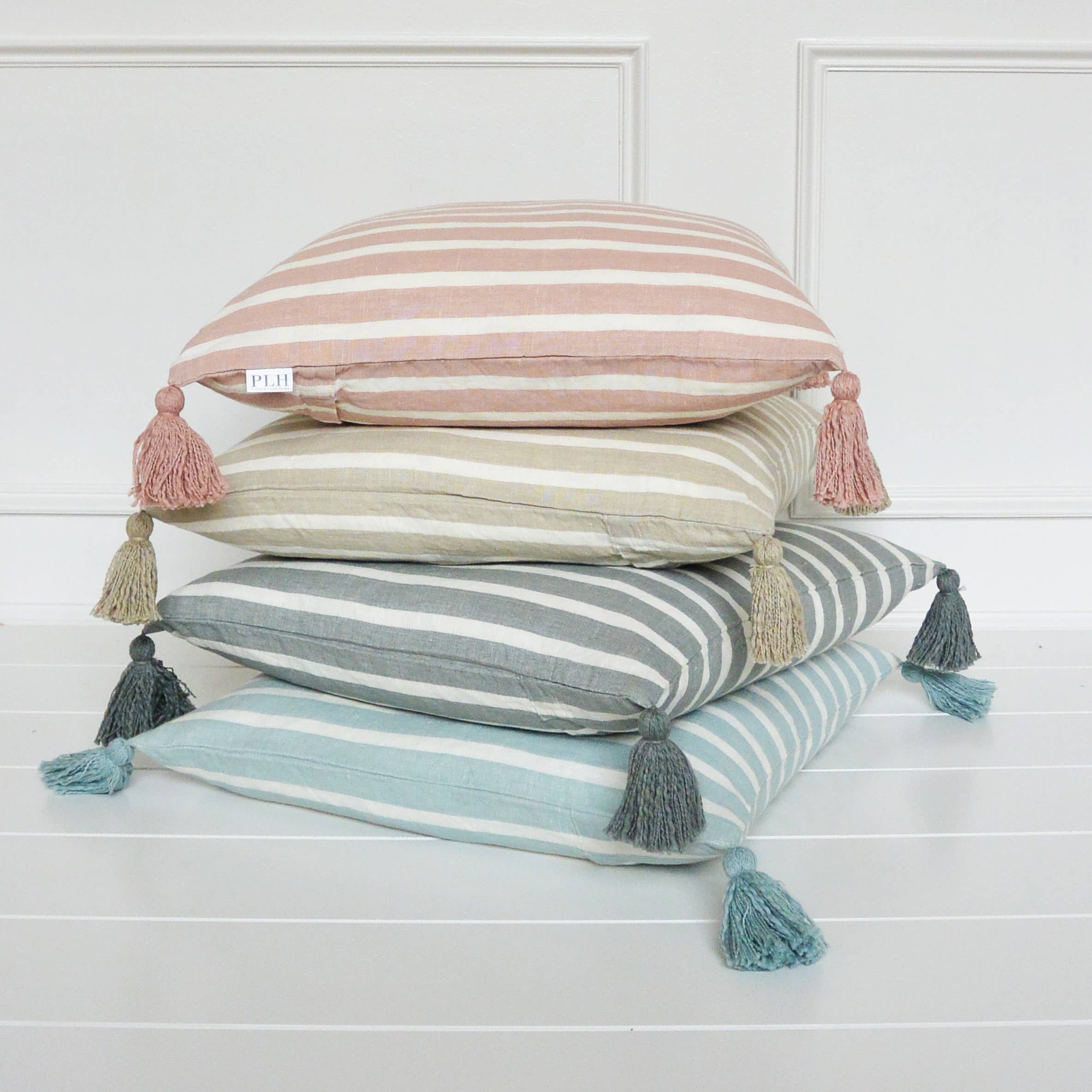 Stripe Tassel Pillow Cover: Dusty Rose